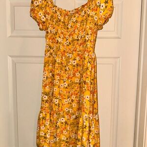 Place Yellow Floral Kids Dress